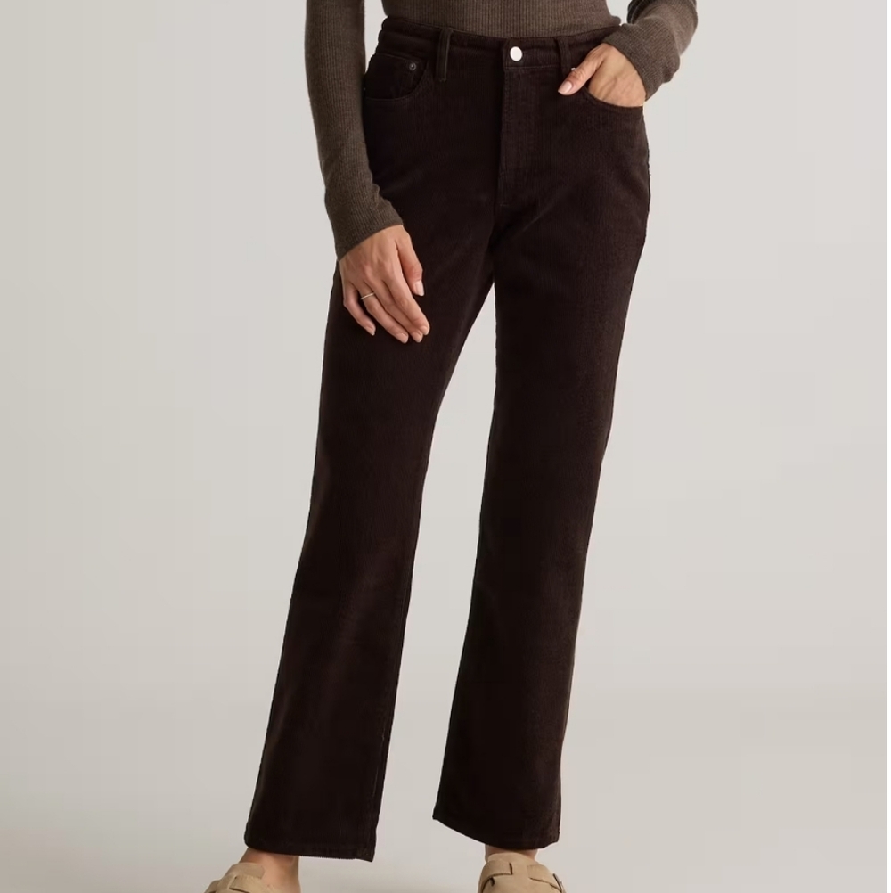 Quince Organic Stretch Corduroy Straight Leg Pants Brown Size 8